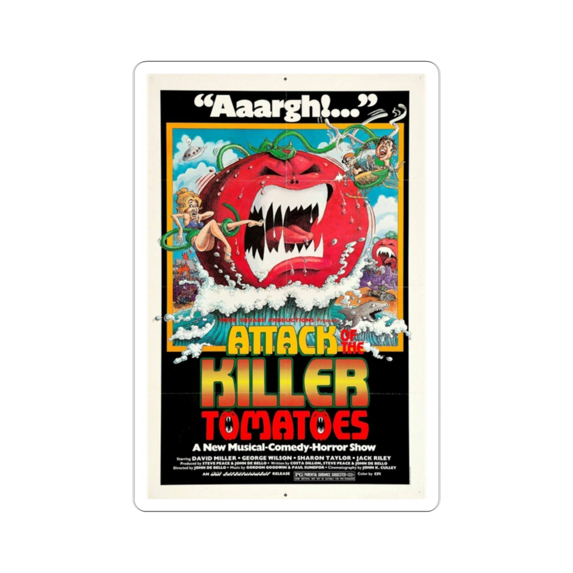 Attack of the Killer Tomatoes! 1978 Movie Poster STICKER Vinyl Die-Cut Decal-2 Inch-The Sticker Space