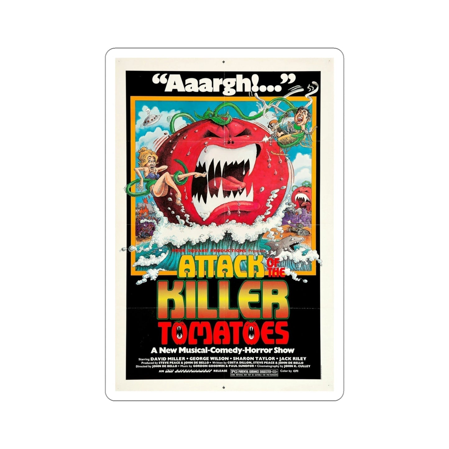 Attack of the Killer Tomatoes! 1978 Movie Poster STICKER Vinyl Die-Cut Decal-5 Inch-The Sticker Space