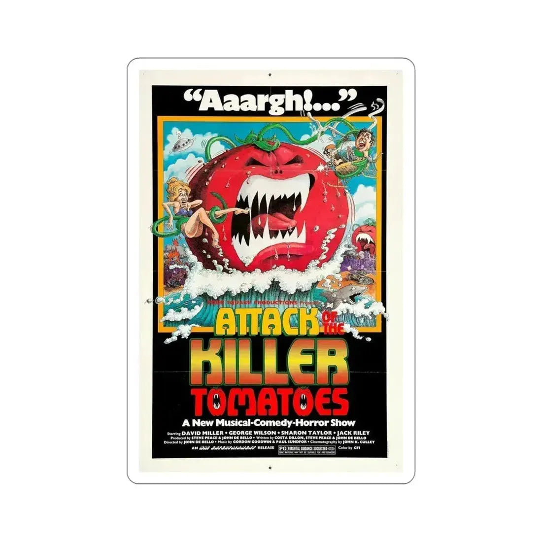 Attack of the Killer Tomatoes! 1978 Movie Poster STICKER Vinyl Die-Cut Decal 5 Inch - The Sticker Space