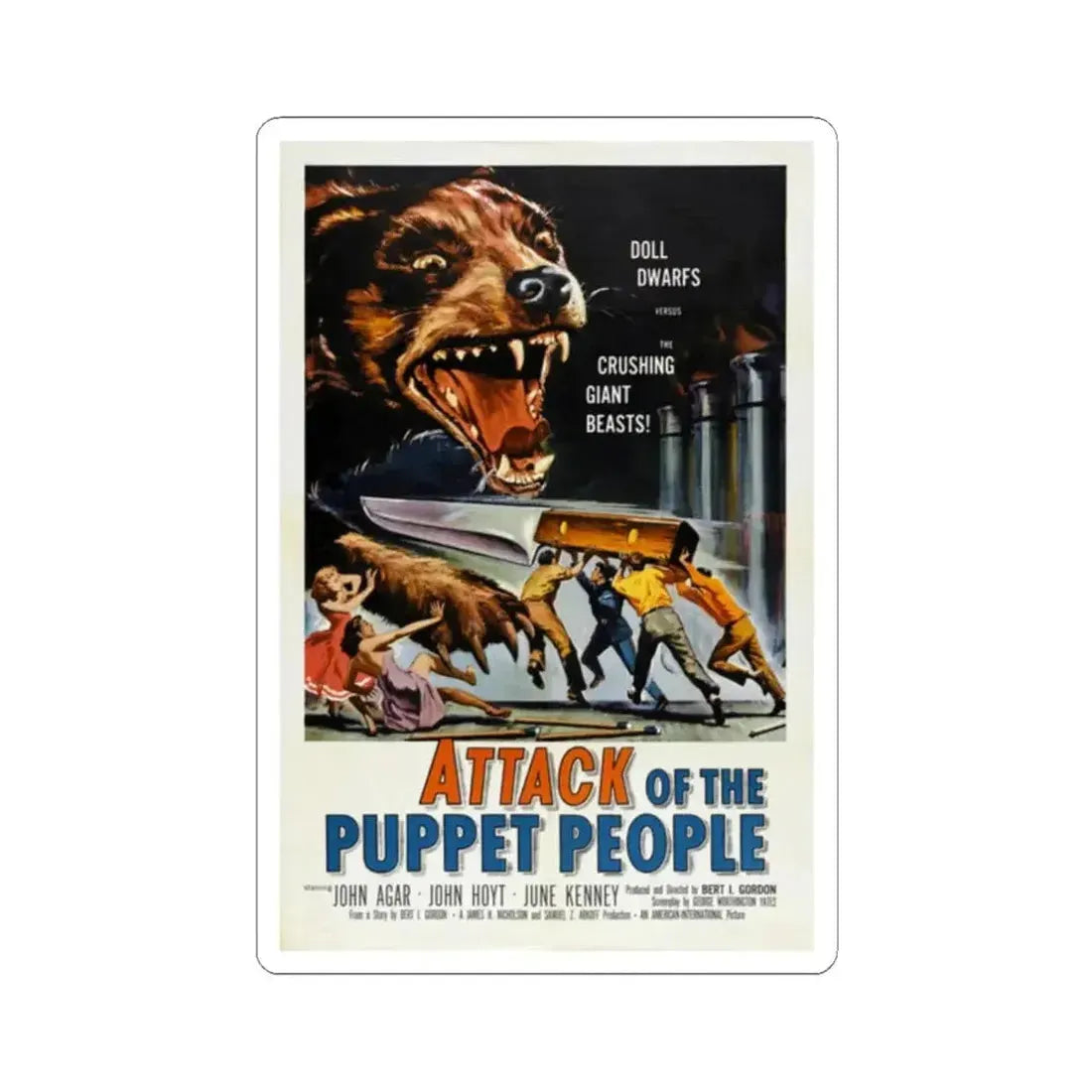 ATTACK OF THE PUPPET PEOPLE 1958 Movie Poster - STICKER Vinyl Kiss-Cut Decal 2 Inch White - The Sticker Space