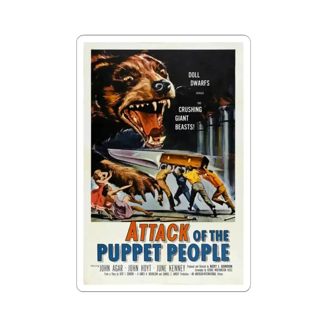 ATTACK OF THE PUPPET PEOPLE 1958 Movie Poster - STICKER Vinyl Kiss-Cut Decal 6 Inch White - The Sticker Space