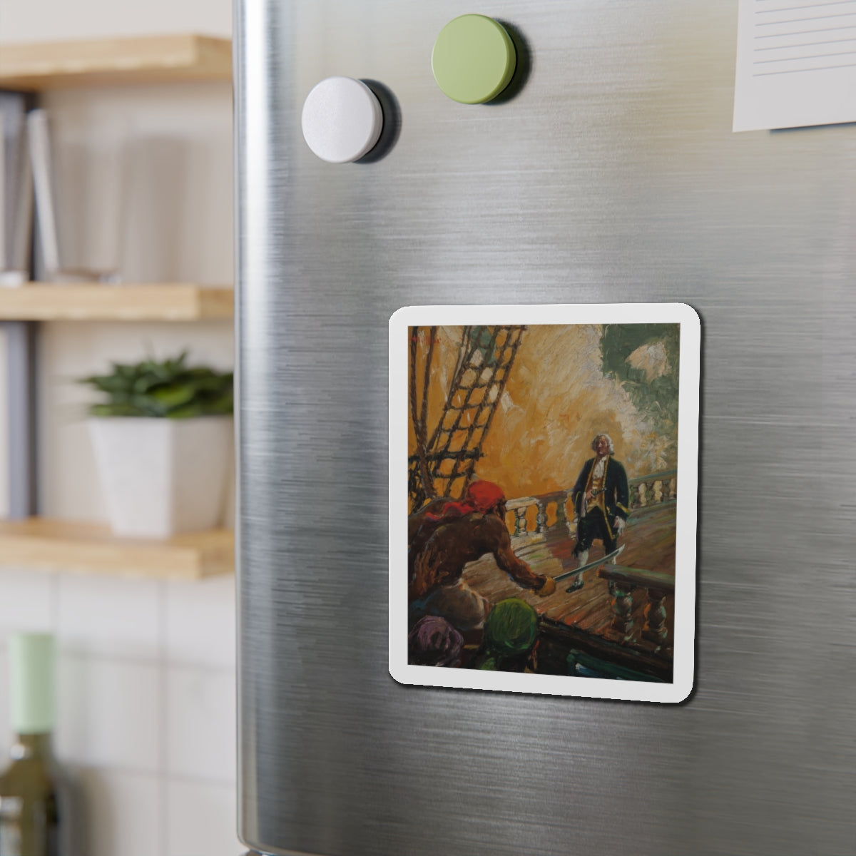 Attack on the High Seas, Treasure Island interior illustration (Magazine Illustration) Refrigerator Magnet-The Sticker Space