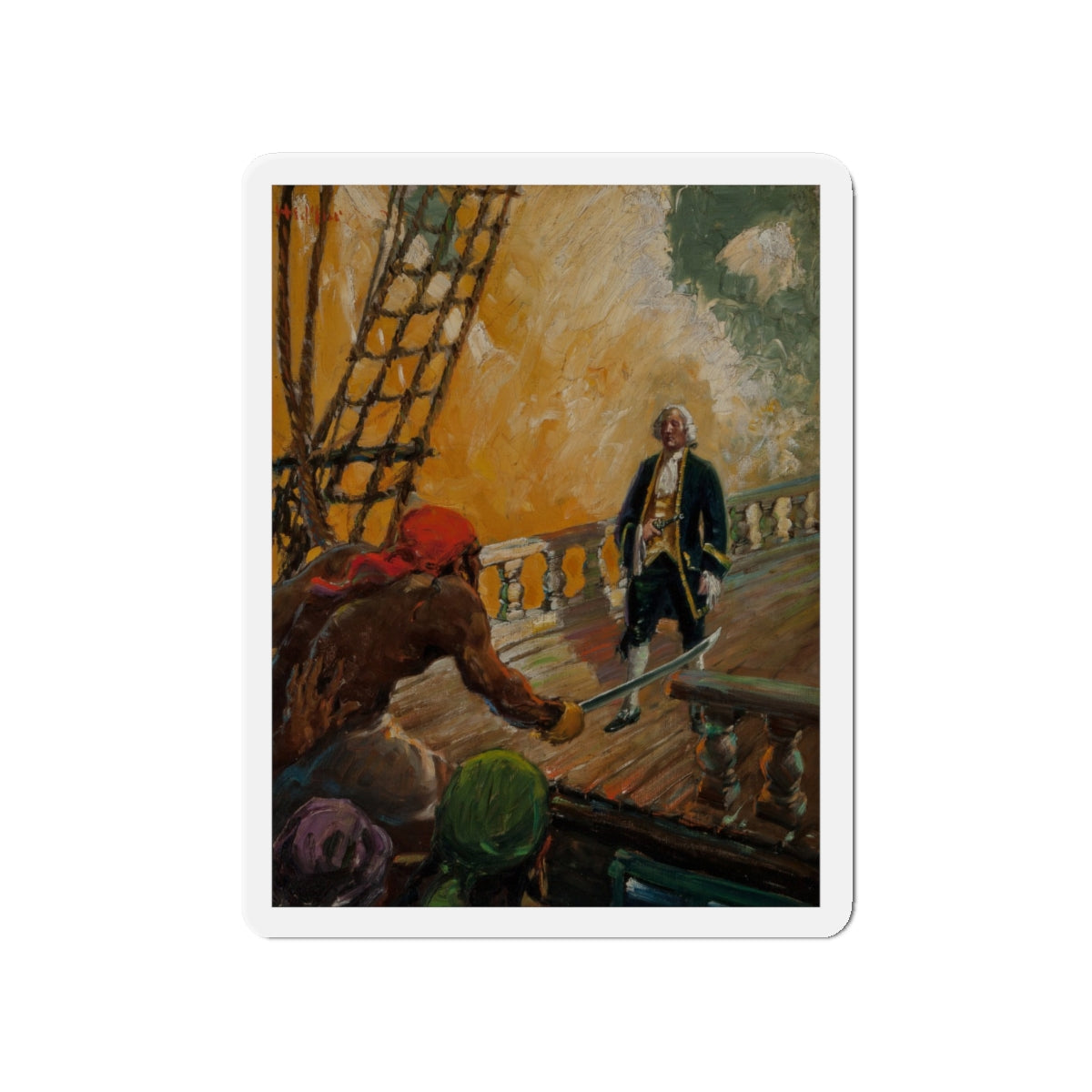 Attack on the High Seas, Treasure Island interior illustration (Magazine Illustration) Refrigerator Magnet-4" x 4"-The Sticker Space