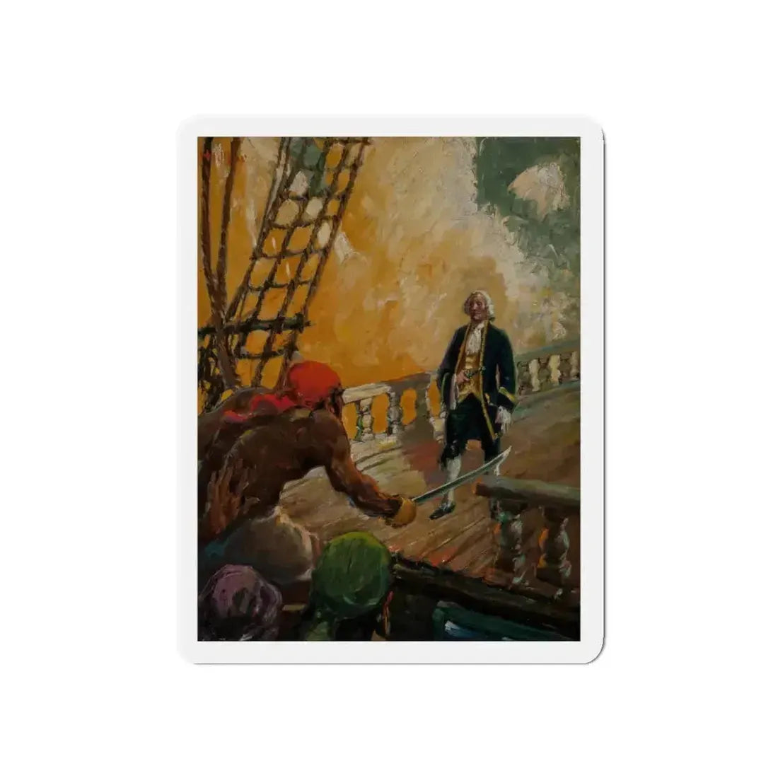 Attack on the High Seas, Treasure Island interior illustration (Magazine Illustration) Refrigerator Magnet 5 Inch Die-Cut - The Sticker Space
