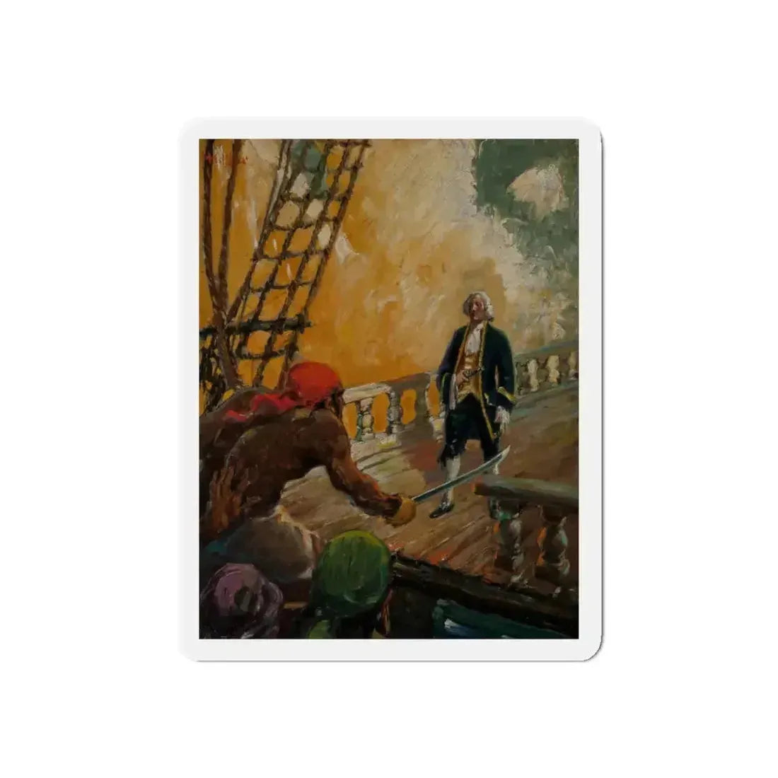 Attack on the High Seas, Treasure Island interior illustration (Magazine Illustration) Refrigerator Magnet 6 Inch Die-Cut - The Sticker Space
