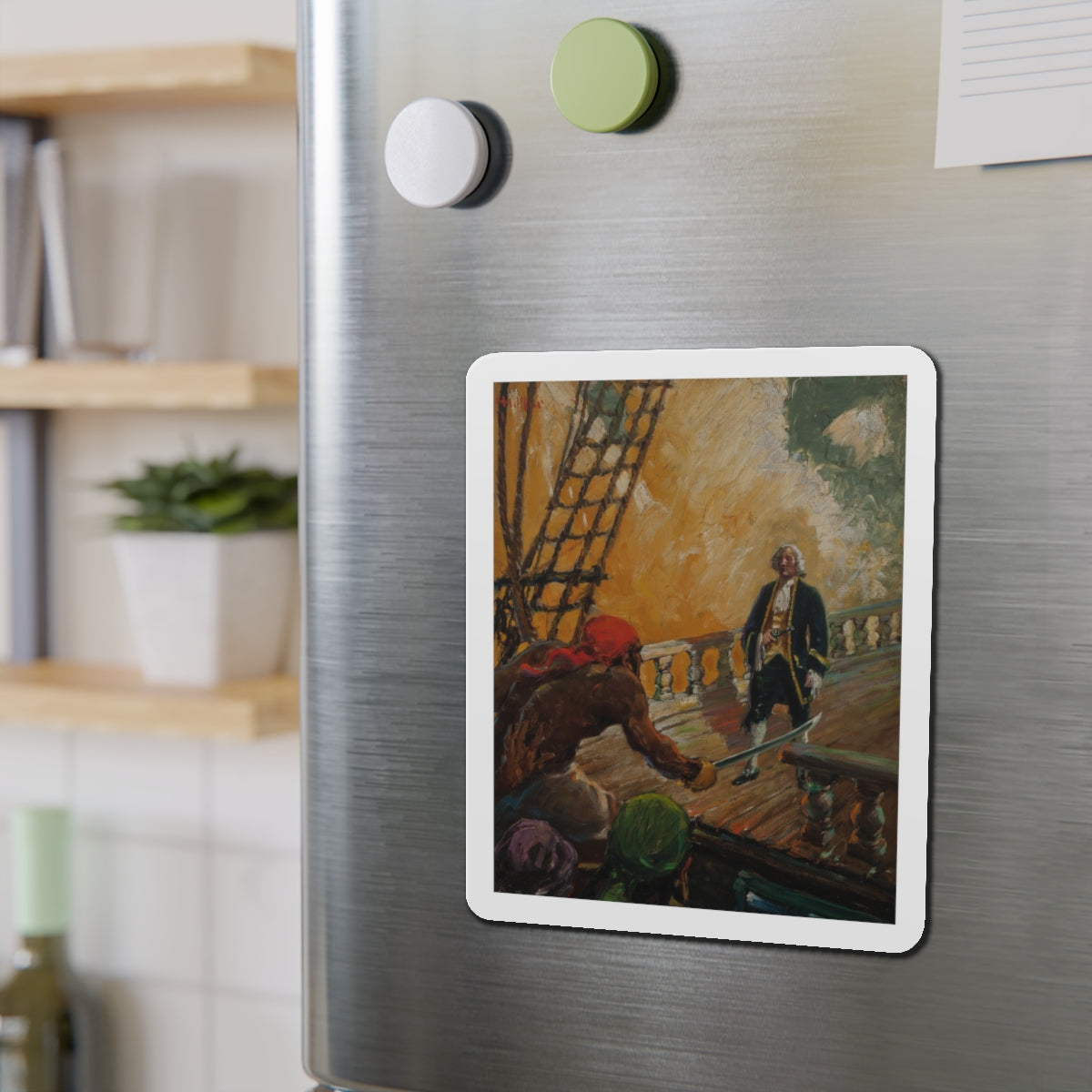 Attack on the High Seas, Treasure Island interior illustration (Magazine Illustration) Refrigerator Magnet-The Sticker Space