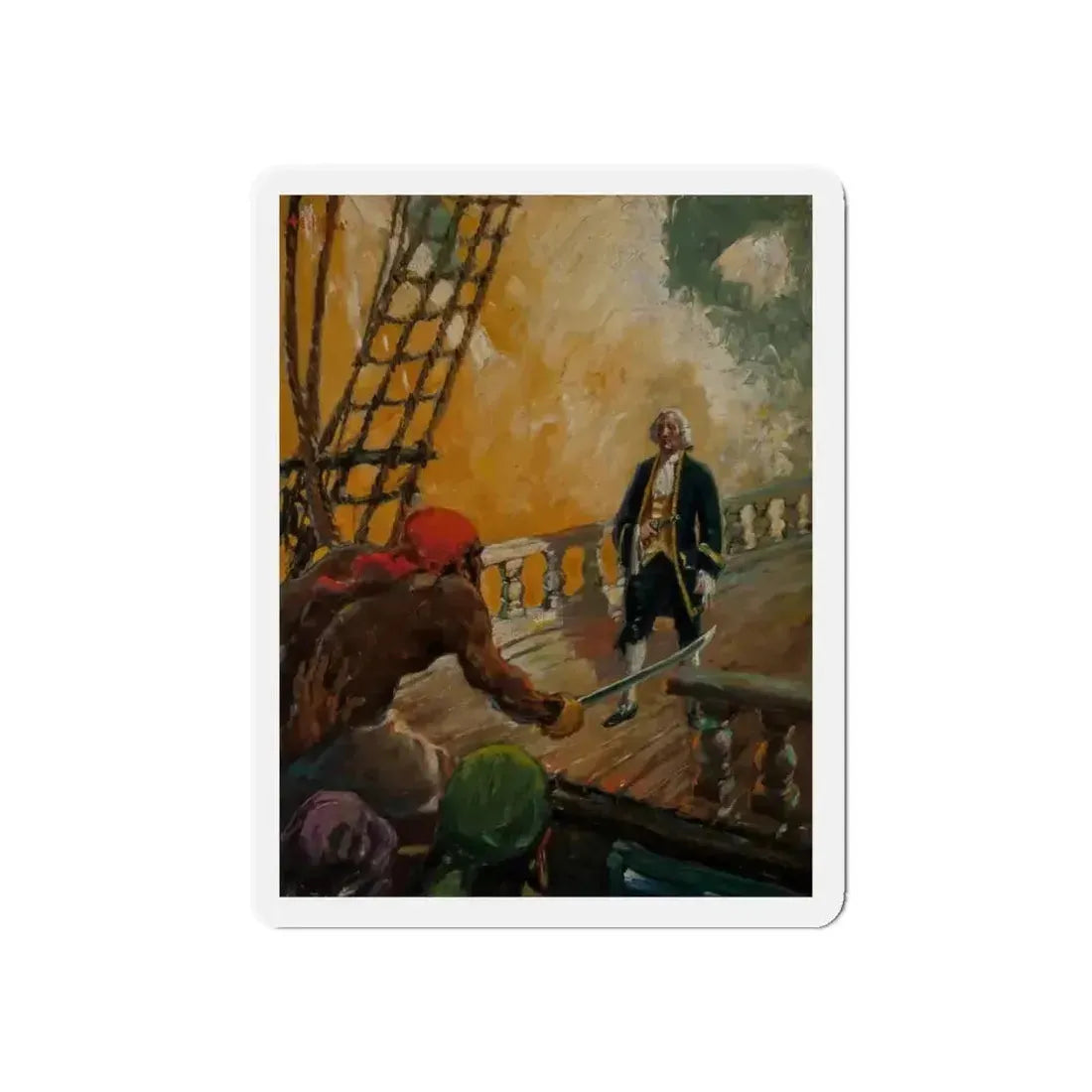Attack on the High Seas, Treasure Island interior illustration (Magazine Illustration) Refrigerator Magnet - The Sticker Space