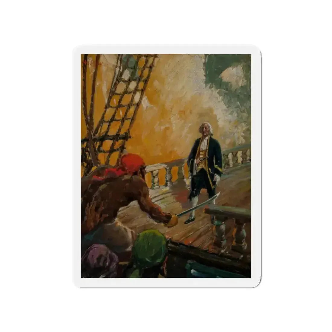 Attack on the High Seas, Treasure Island interior illustration (Magazine Illustration) Refrigerator Magnet - The Sticker Space