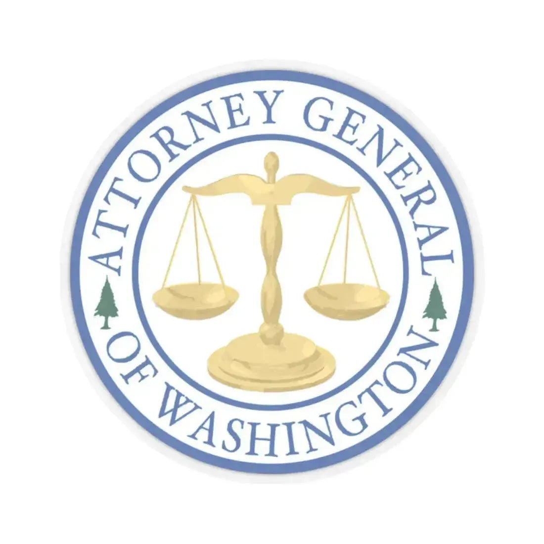 Attorney General of Washington AGO - STICKER Vinyl Kiss-Cut Decal 2 Inch Transparent - The Sticker Space