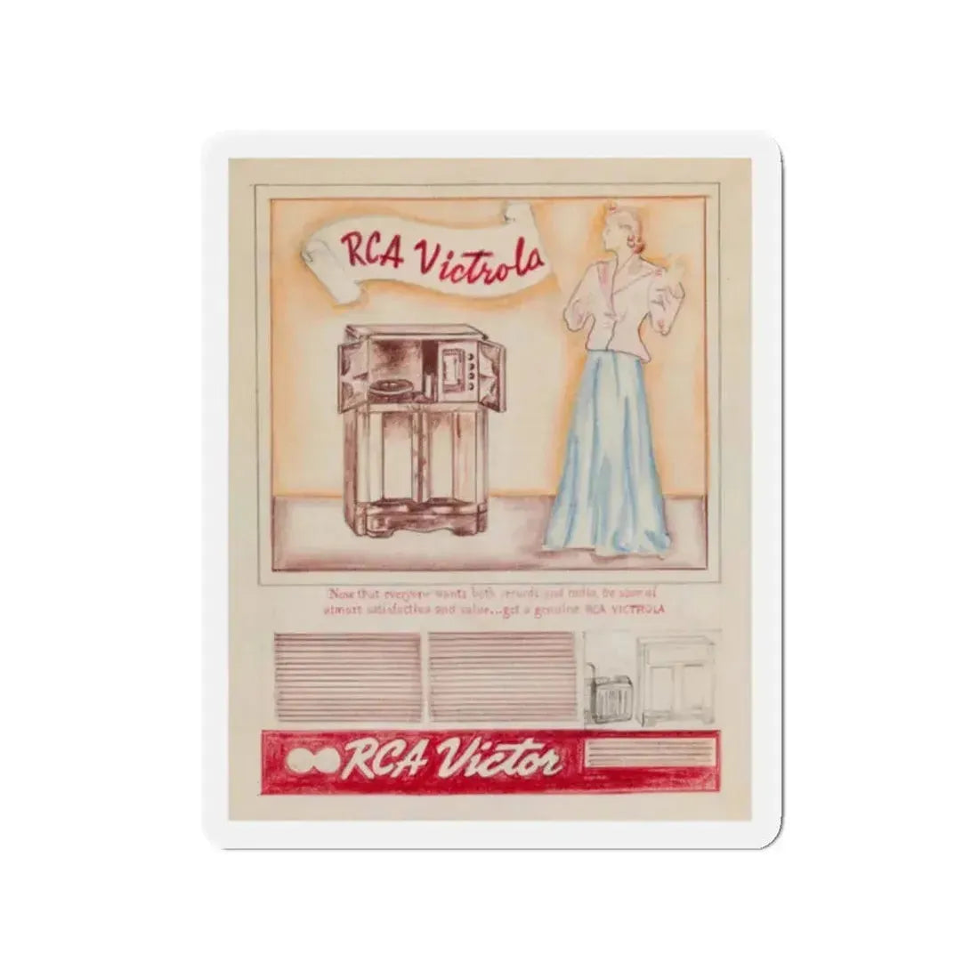 Attributed to Gil Elvgren. RCA Victor Victrola ad (Magazine Illustration) Refrigerator Magnet 2 Inch Die-Cut - The Sticker Space