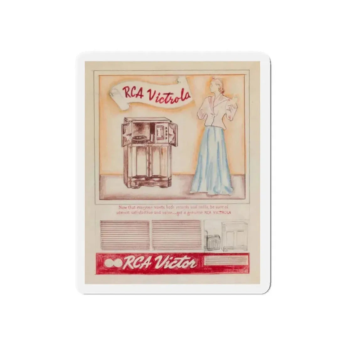 Attributed to Gil Elvgren. RCA Victor Victrola ad (Magazine Illustration) Refrigerator Magnet 3 Inch Die-Cut - The Sticker Space