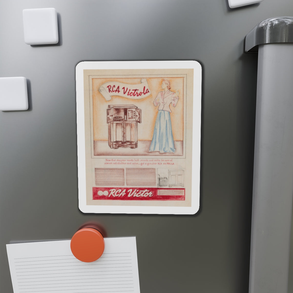 Attributed to Gil Elvgren. RCA Victor Victrola ad (Magazine Illustration) Refrigerator Magnet-The Sticker Space