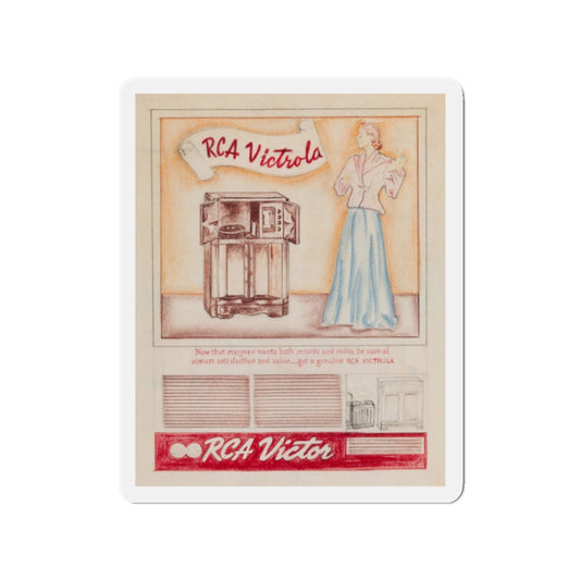 Attributed to Gil Elvgren. RCA Victor Victrola ad (Magazine Illustration) Refrigerator Magnet-2" x 2"-The Sticker Space