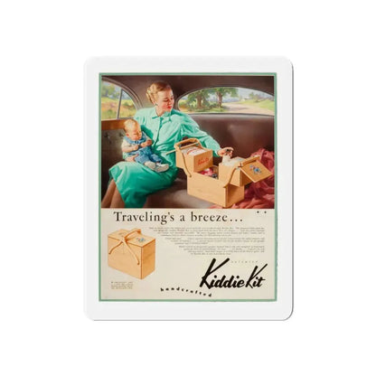 Attributed. Traveling's a Breeze...., Kiddie Kit advertisement (Magazine Illustration) Refrigerator Magnet 3 Inch Die-Cut - The Sticker Space