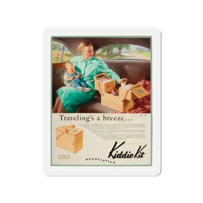 Attributed. Traveling's a Breeze...., Kiddie Kit advertisement (Magazine Illustration) Refrigerator Magnet - The Sticker Space