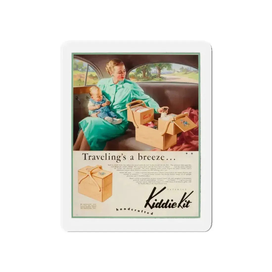 Attributed. Traveling's a Breeze...., Kiddie Kit advertisement (Magazine Illustration) Refrigerator Magnet - The Sticker Space