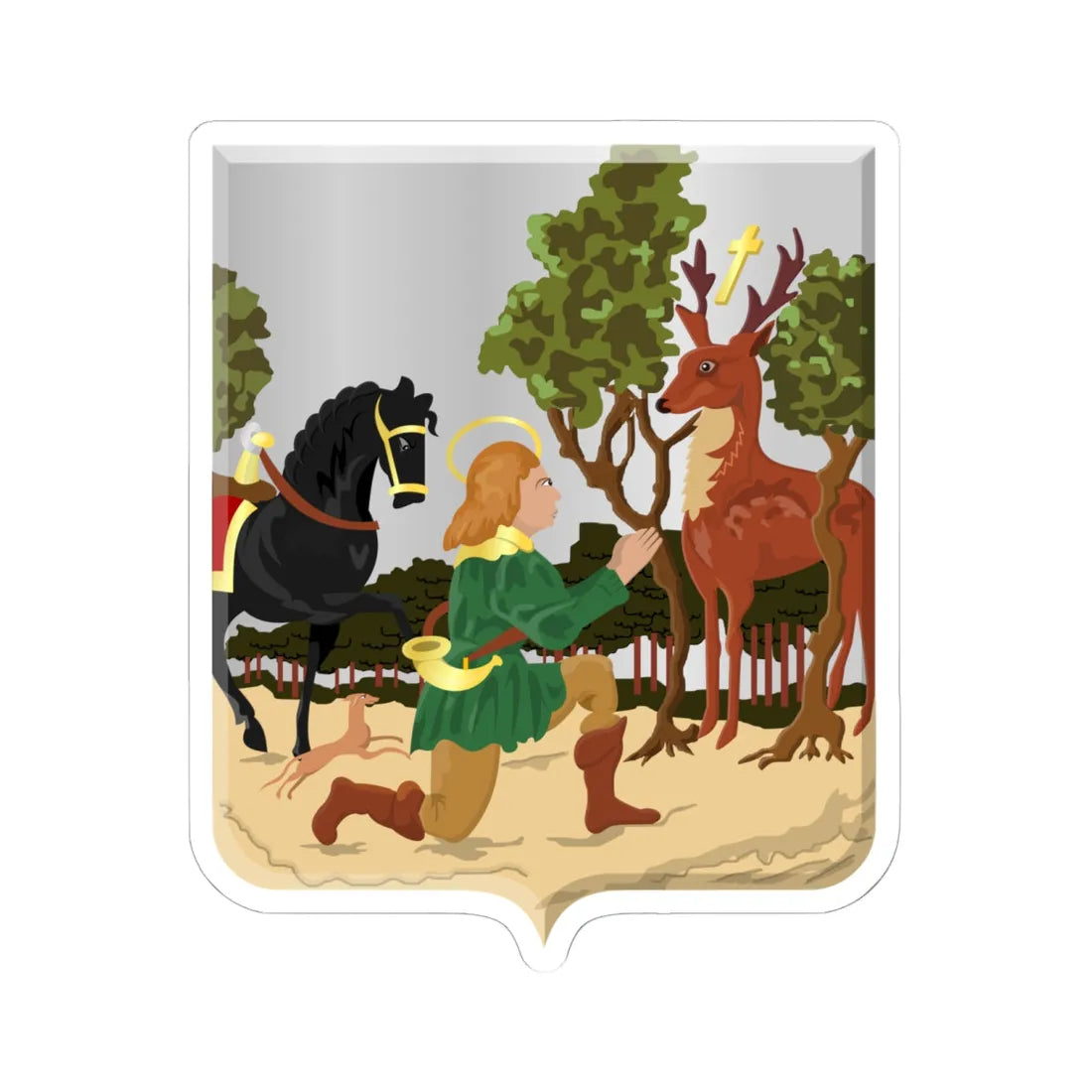 Aubel wapen (Belgium) (Coat of Arms) STICKER Vinyl Kiss-Cut Decal 6 Inch White - The Sticker Space