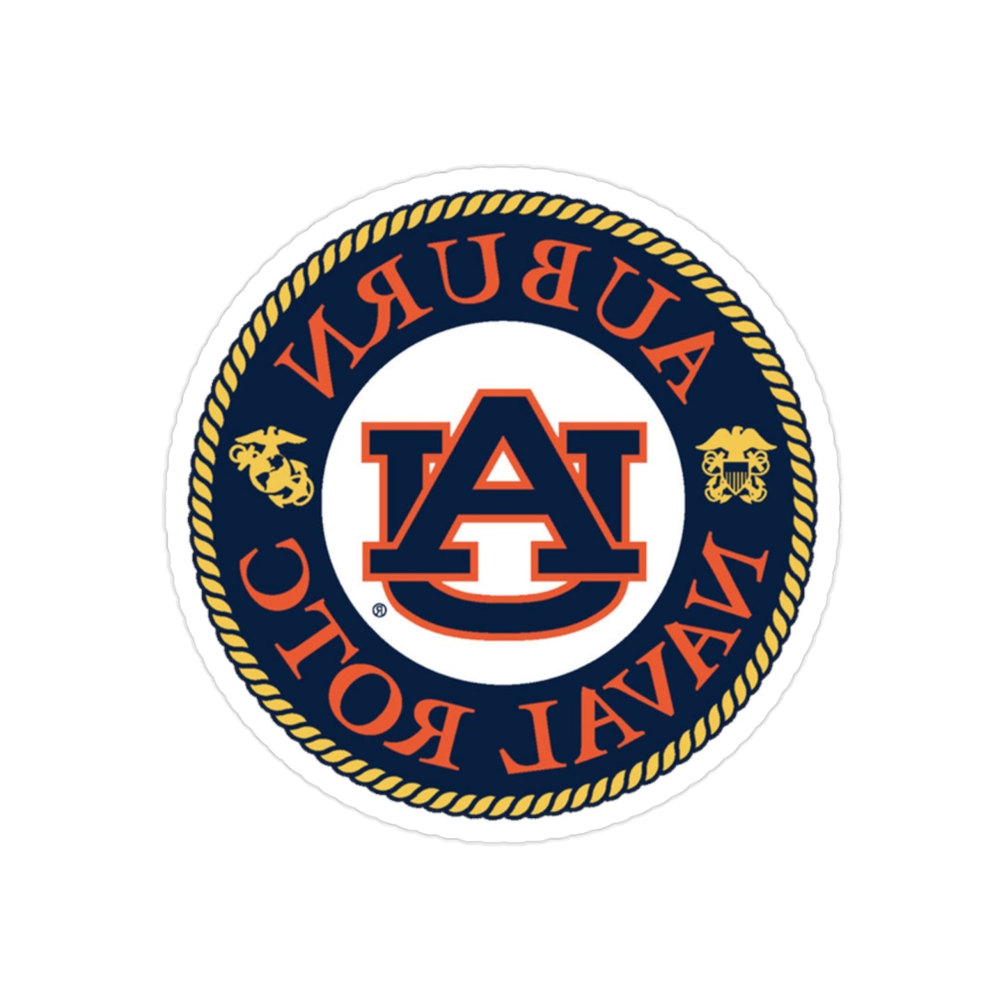 Auburn University NROTC (U.S. Navy) REVERSE PRINT Transparent STICKER-2" × 2"-The Sticker Space