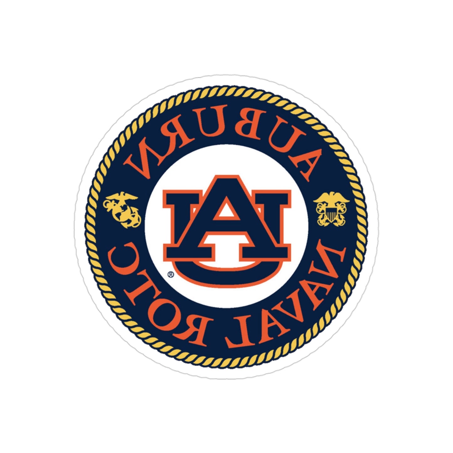 Auburn University NROTC (U.S. Navy) REVERSE PRINT Transparent STICKER-3" × 3"-The Sticker Space