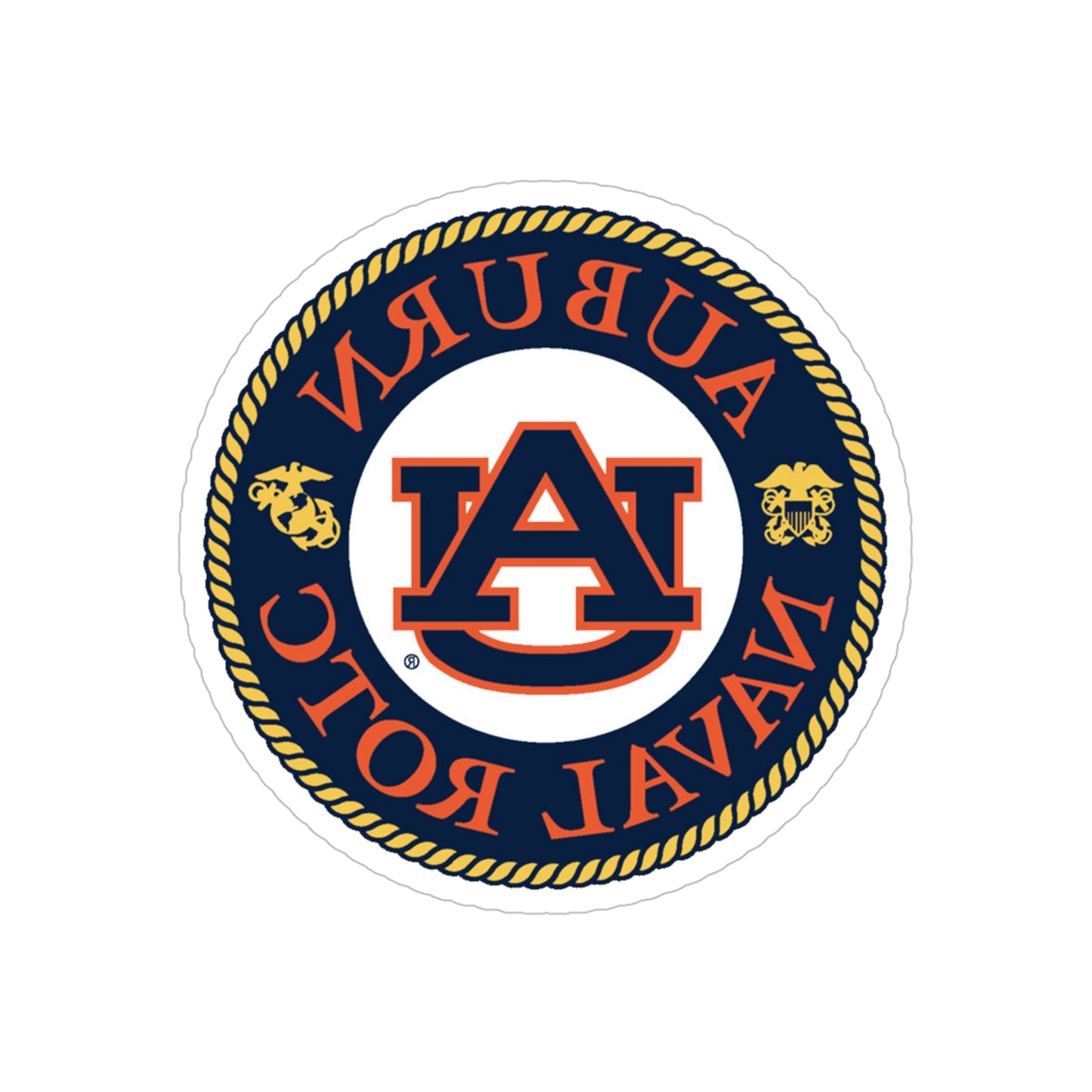 Auburn University NROTC (U.S. Navy) REVERSE PRINT Transparent STICKER-5" × 5"-The Sticker Space