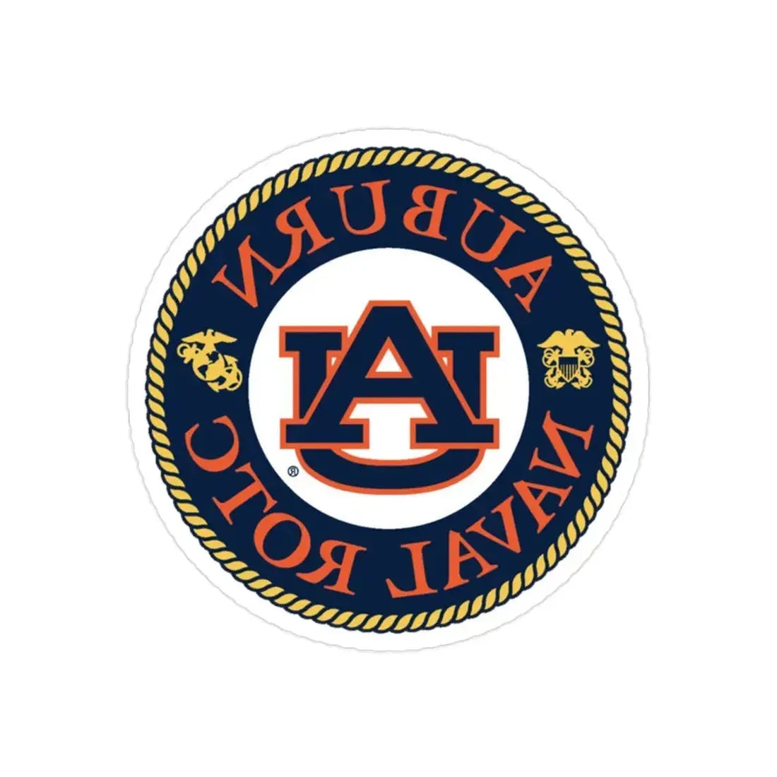 Auburn University NROTC (U.S. Navy) REVERSE PRINT Transparent Die-Cut STICKER 2 Inch Die-Cut Transparent - The Sticker Space