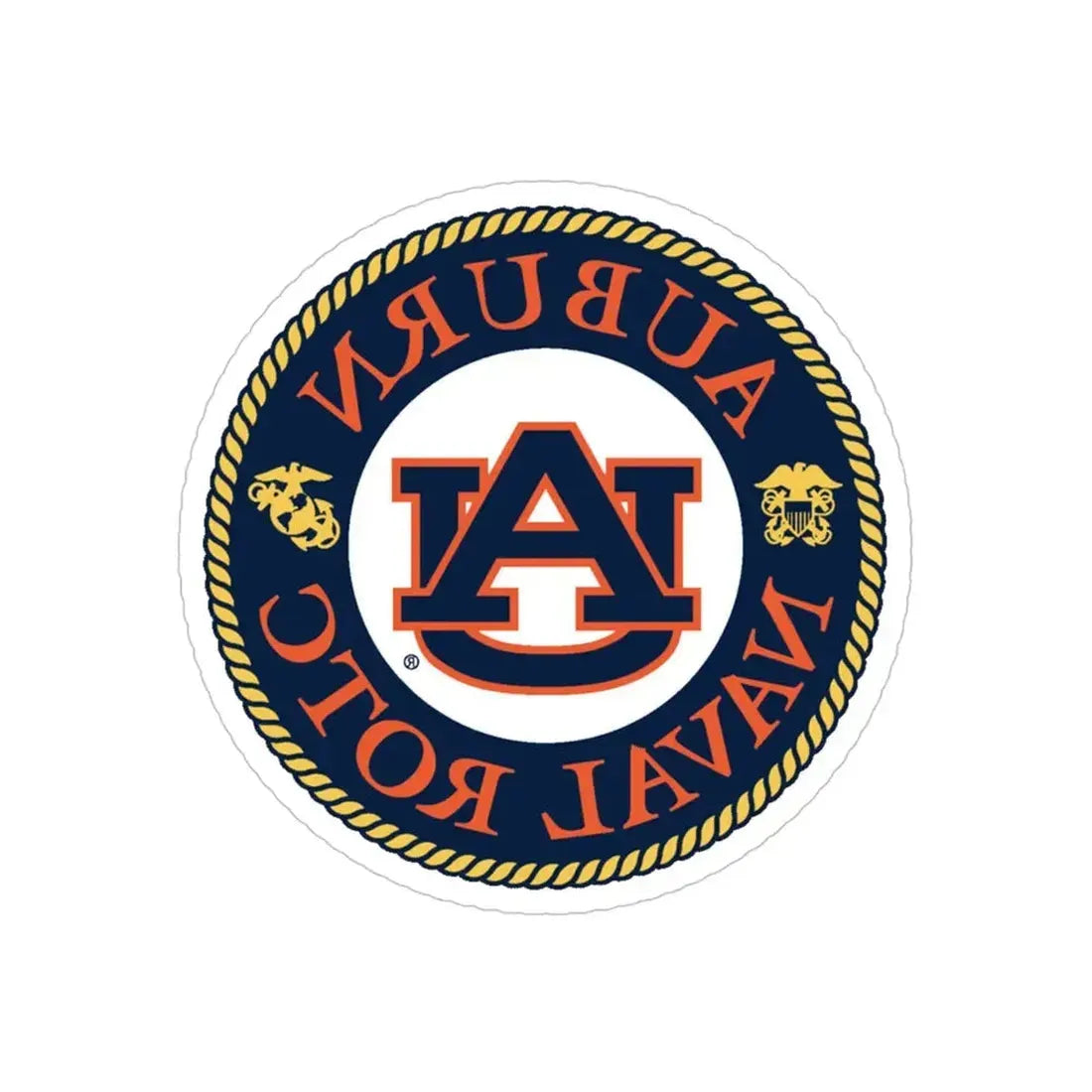 Auburn University NROTC (U.S. Navy) REVERSE PRINT Transparent Die-Cut STICKER 4 Inch Die-Cut Transparent - The Sticker Space