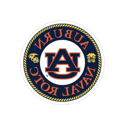 Auburn University NROTC (U.S. Navy) REVERSE PRINT Transparent Die-Cut STICKER 4 Inch Die-Cut Transparent - The Sticker Space