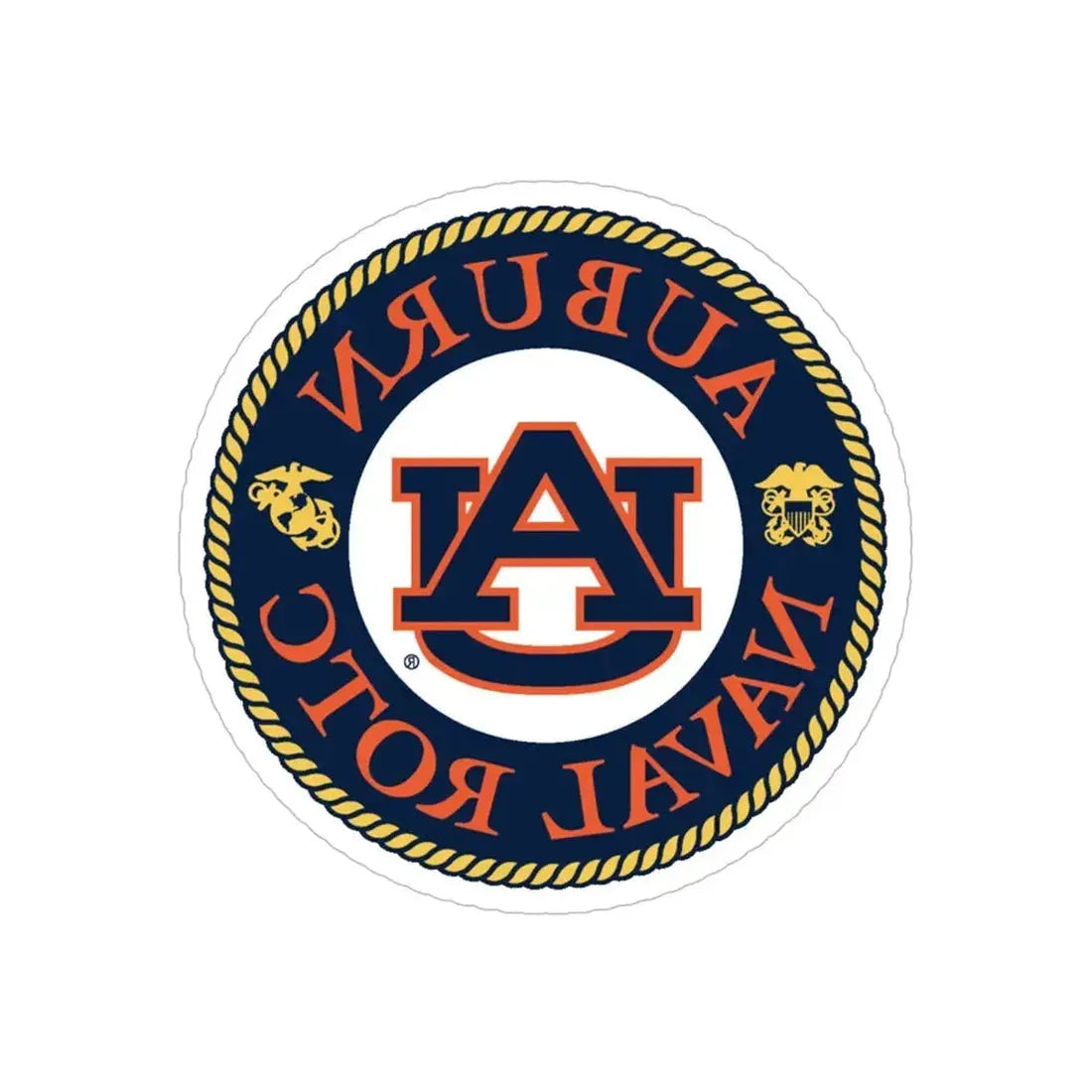 Auburn University NROTC (U.S. Navy) REVERSE PRINT Transparent Die-Cut STICKER 6 Inch Die-Cut Transparent - The Sticker Space