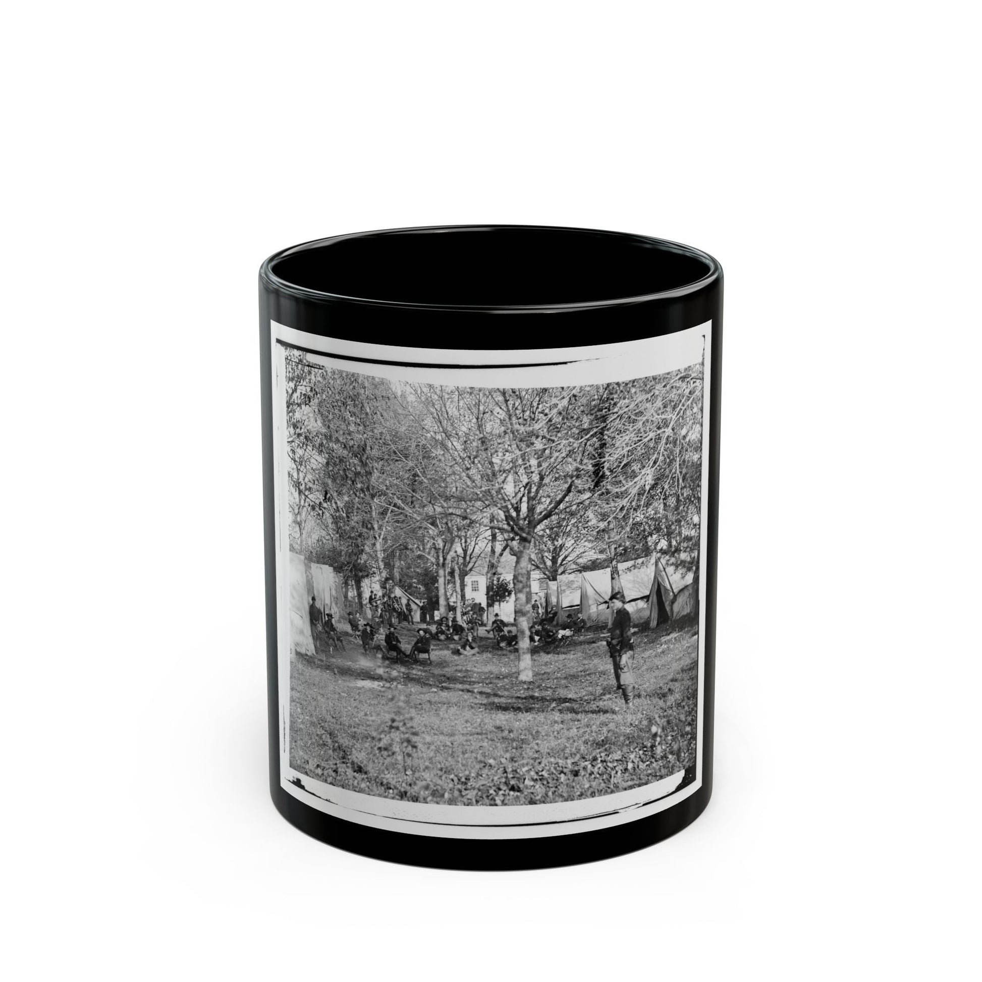 Auburn, Virginia. Evening Music At General Alfred Pleasonton's Headquarters (U.S. Civil War) Black Coffee Mug-11oz-The Sticker Space