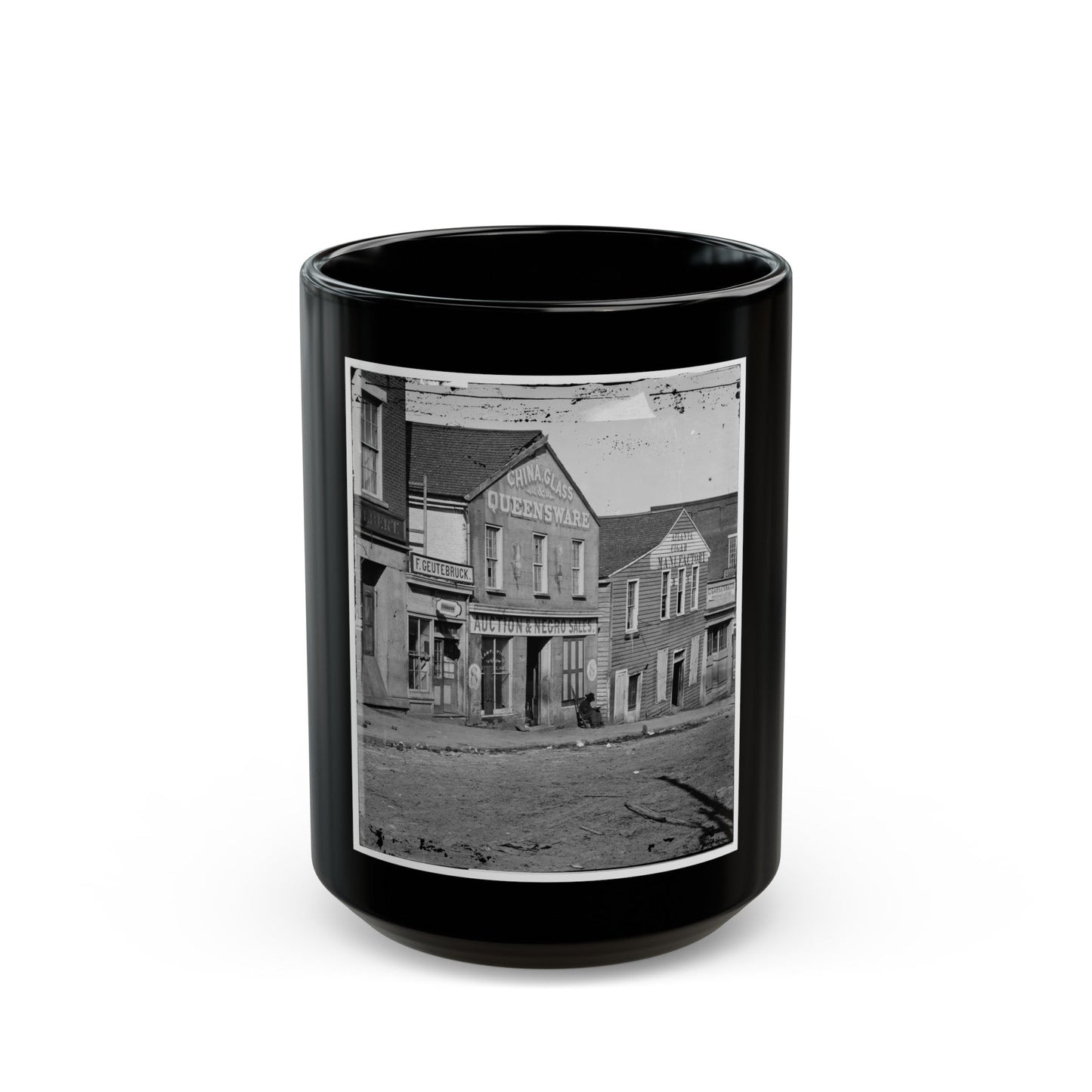 Auction & Negro Sales, Whitehall Street (U.S. Civil War) Black Coffee Mug-15oz-The Sticker Space