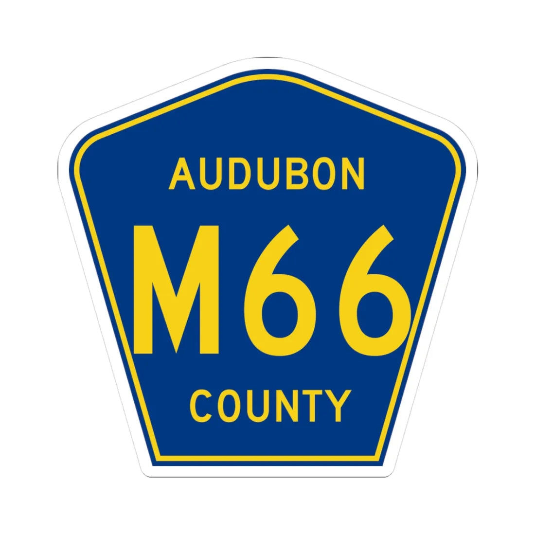 Audubon County Route M66 IA (Iowa) (Road Sign) STICKER Vinyl Kiss-Cut Decal 3 Inch White - The Sticker Space
