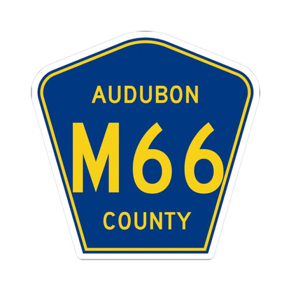 Audubon County Route M66 IA (Iowa) (Road Sign) STICKER Vinyl Kiss-Cut Decal 3 Inch White - The Sticker Space