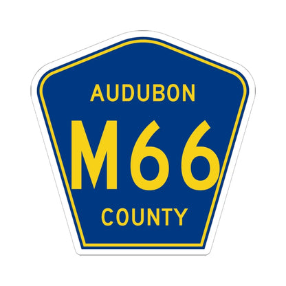 Audubon County Route M66 IA (Iowa) (Road Sign) STICKER Vinyl Kiss-Cut Decal 6 Inch White - The Sticker Space