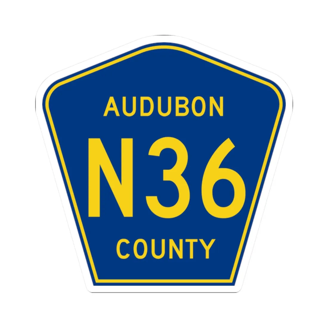 Audubon County Route N36 IA (Iowa) (Road Sign) STICKER Vinyl Kiss-Cut Decal 2 Inch White - The Sticker Space