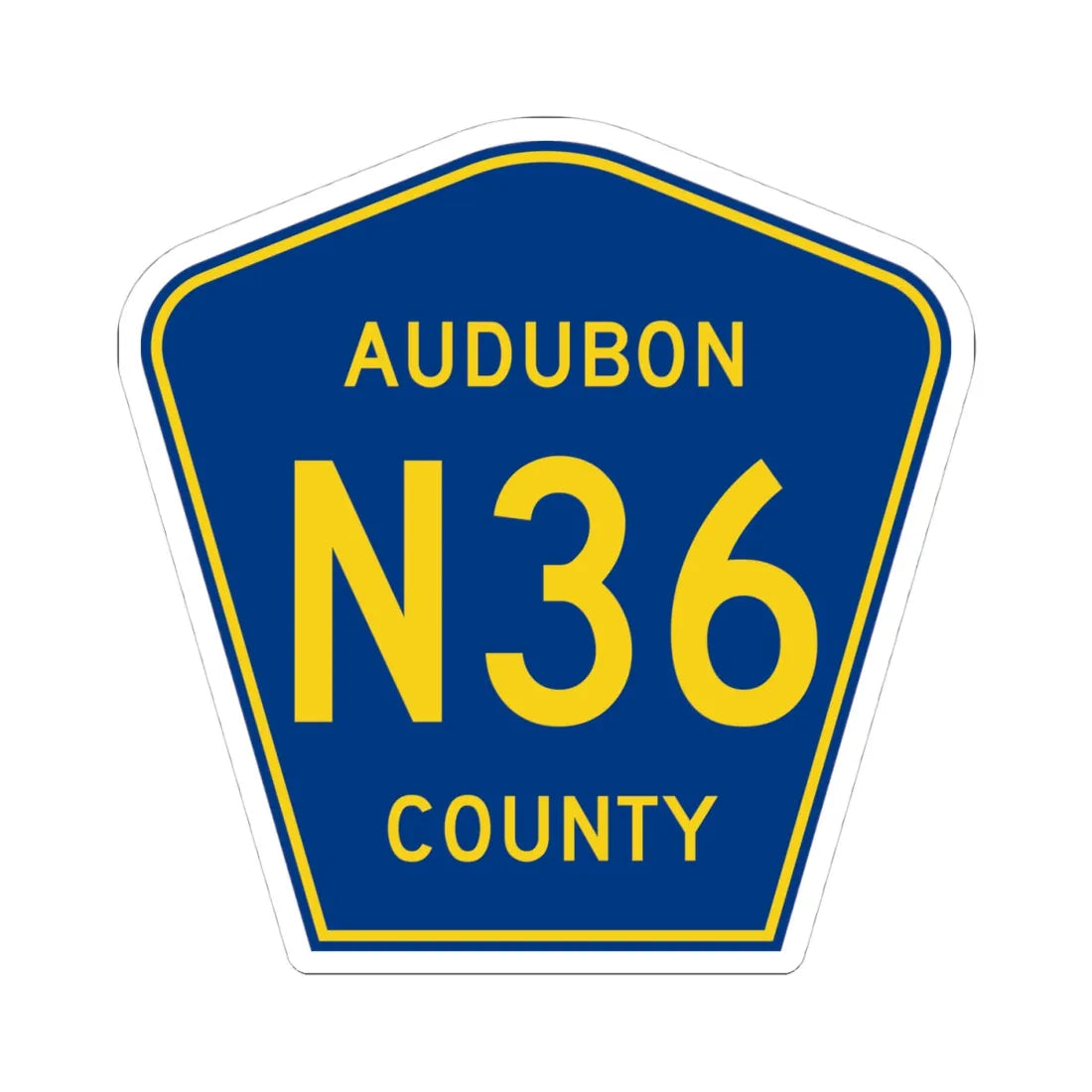 Audubon County Route N36 IA (Iowa) (Road Sign) STICKER Vinyl Kiss-Cut Decal 4 Inch White - The Sticker Space