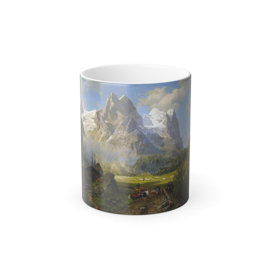 August Wilhelm Leu (1819-1897) Matterhorn - oil on canvas - Color Changing Mug 11oz-11oz-The Sticker Space