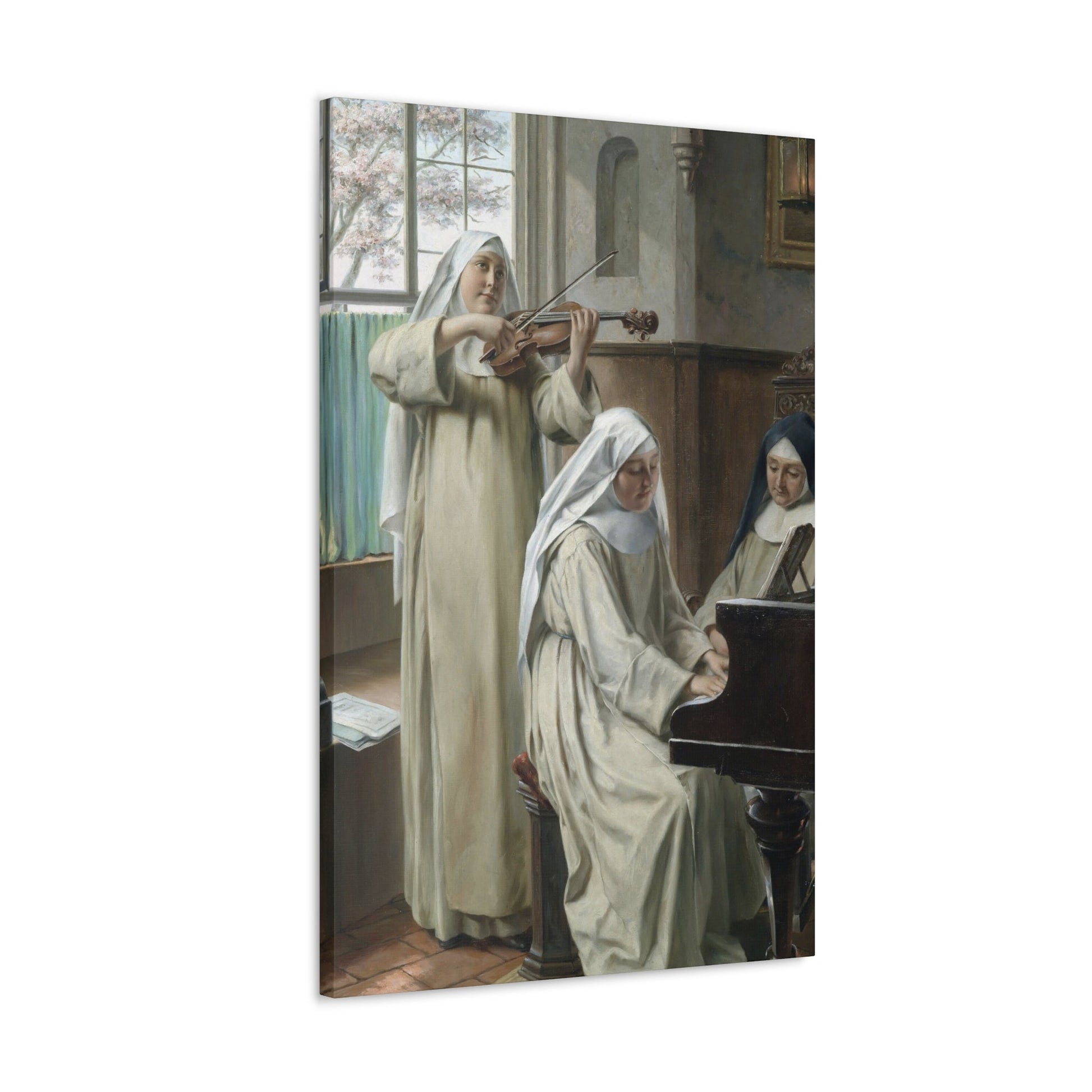 August Wilhelm Roesler (1837-%3f) Musik im Kloster - Canvas Wall Art-The Sticker Space