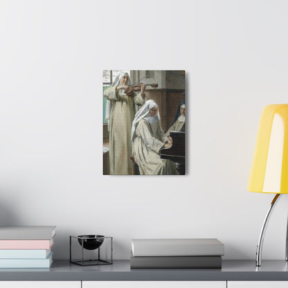 August Wilhelm Roesler (1837-%3f) Musik im Kloster - Canvas Wall Art-The Sticker Space