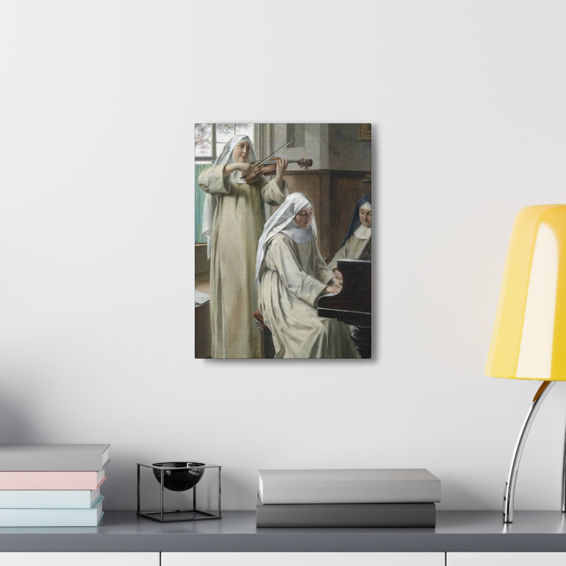 August Wilhelm Roesler (1837-%3f) Musik im Kloster - Canvas Wall Art-The Sticker Space