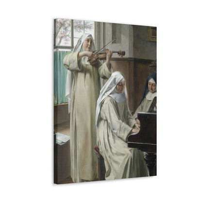 August Wilhelm Roesler (1837-%3f) Musik im Kloster - Canvas Wall Art-The Sticker Space