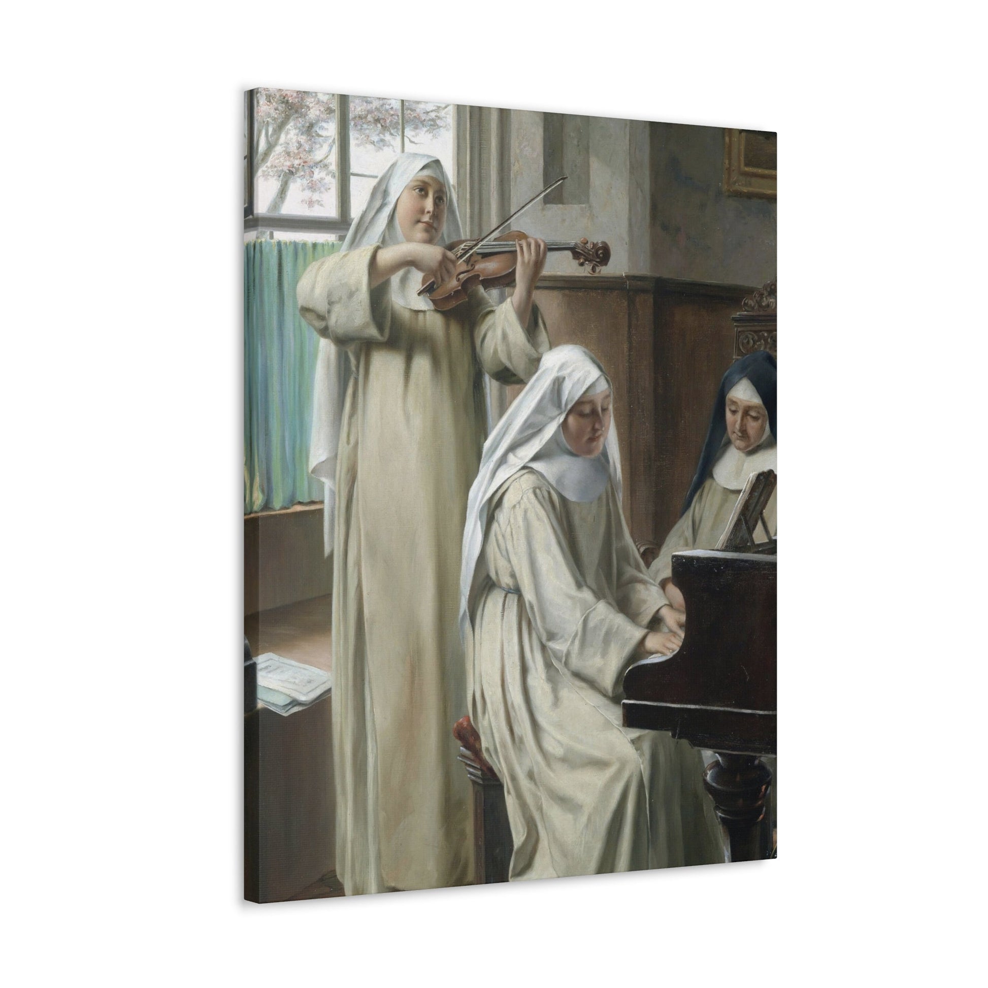 August Wilhelm Roesler (1837-%3f) Musik im Kloster - Canvas Wall Art-The Sticker Space