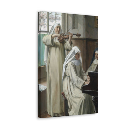 August Wilhelm Roesler (1837-%3f) Musik im Kloster - Canvas Wall Art-The Sticker Space