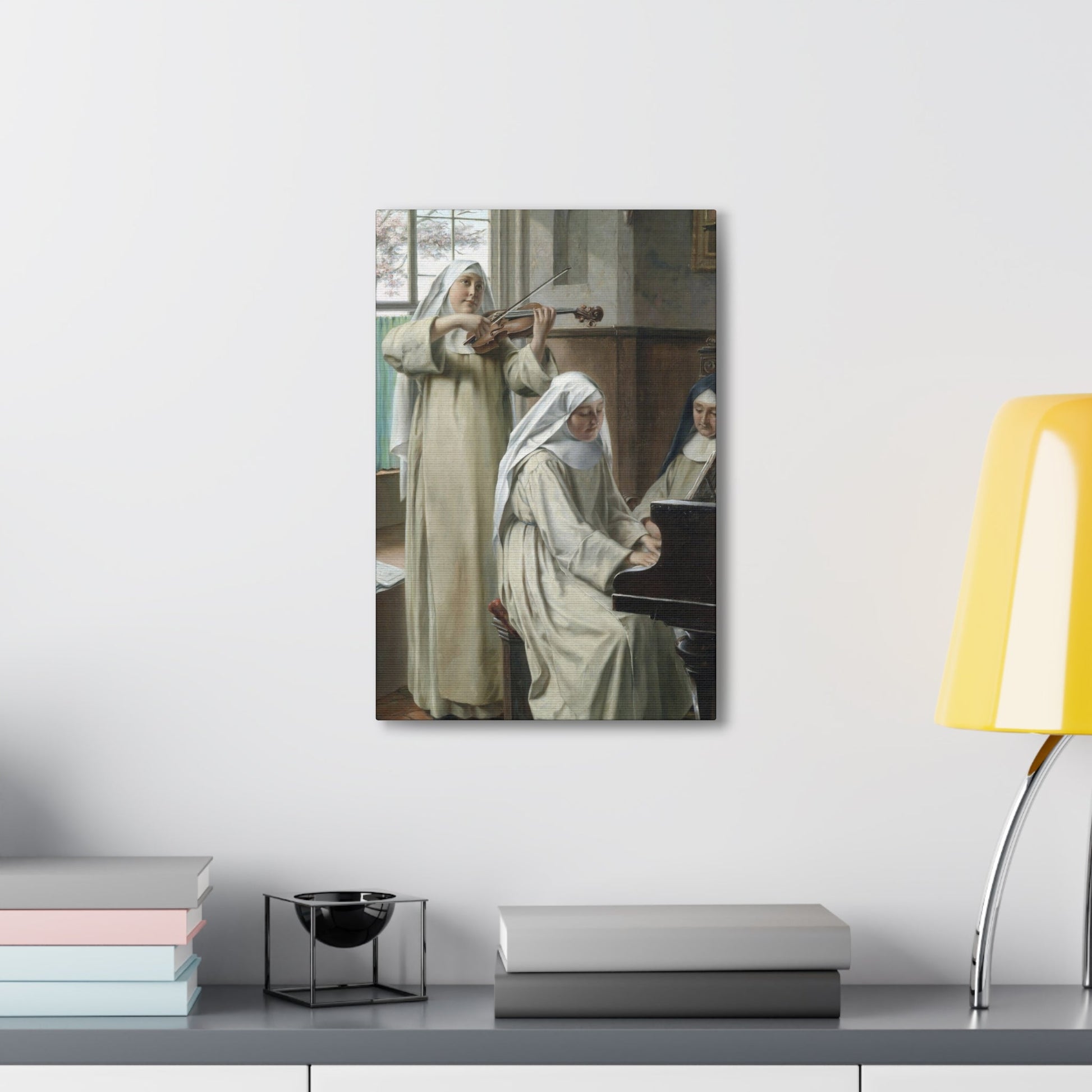 August Wilhelm Roesler (1837-%3f) Musik im Kloster - Canvas Wall Art-The Sticker Space