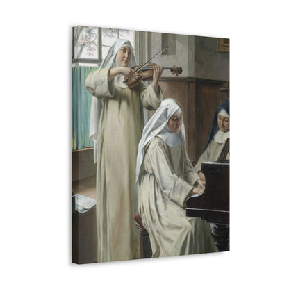 August Wilhelm Roesler (1837-%3f) Musik im Kloster - Canvas Wall Art-The Sticker Space