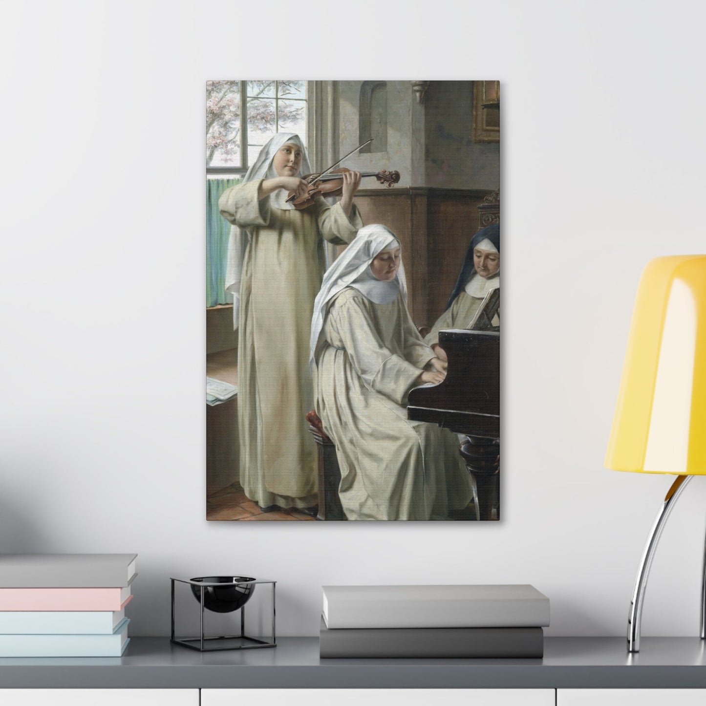 August Wilhelm Roesler (1837-%3f) Musik im Kloster - Canvas Wall Art-The Sticker Space