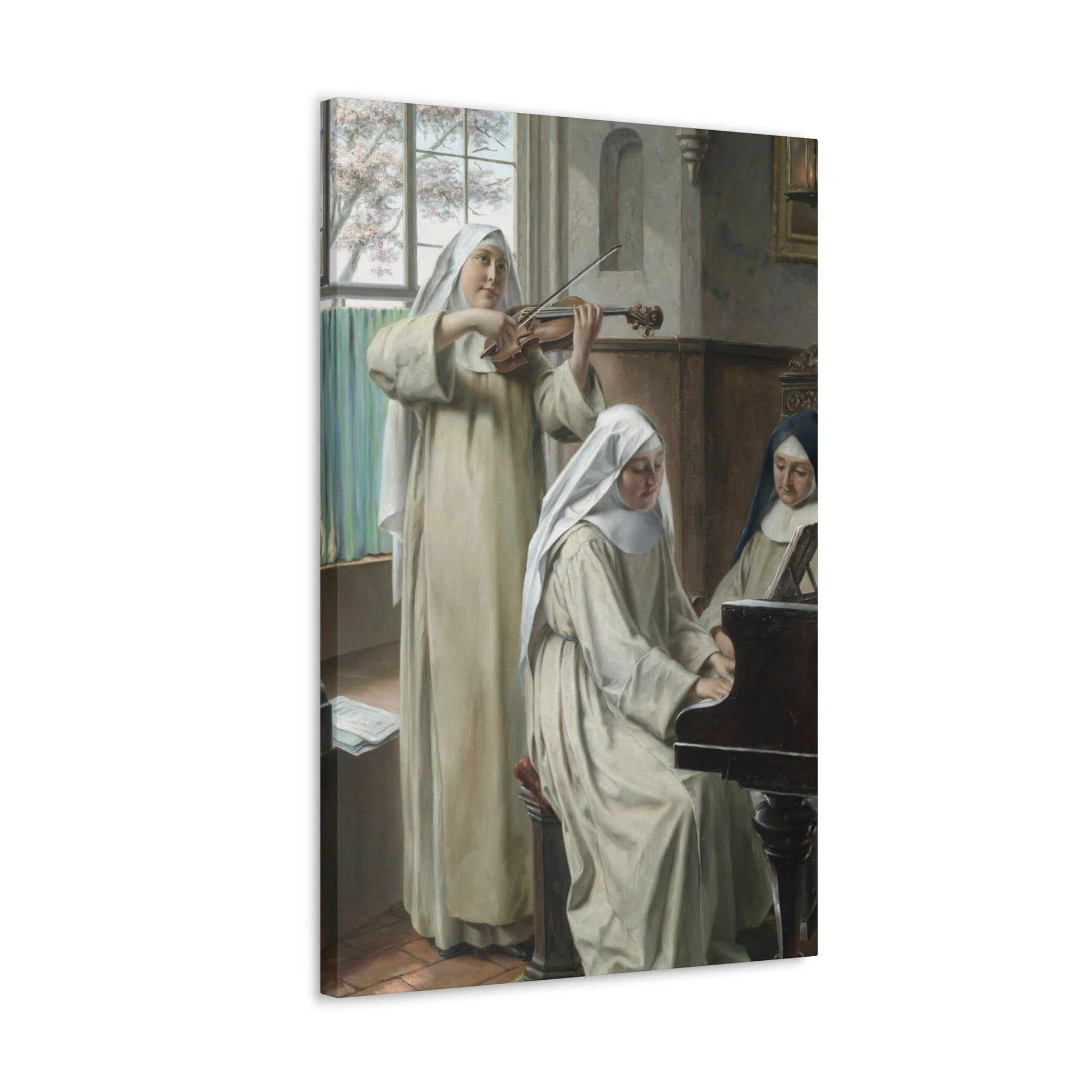 August Wilhelm Roesler (1837-%3f) Musik im Kloster - Canvas Wall Art-The Sticker Space