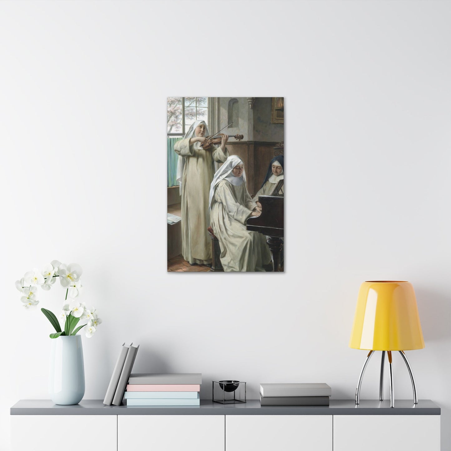 August Wilhelm Roesler (1837-%3f) Musik im Kloster - Canvas Wall Art-The Sticker Space