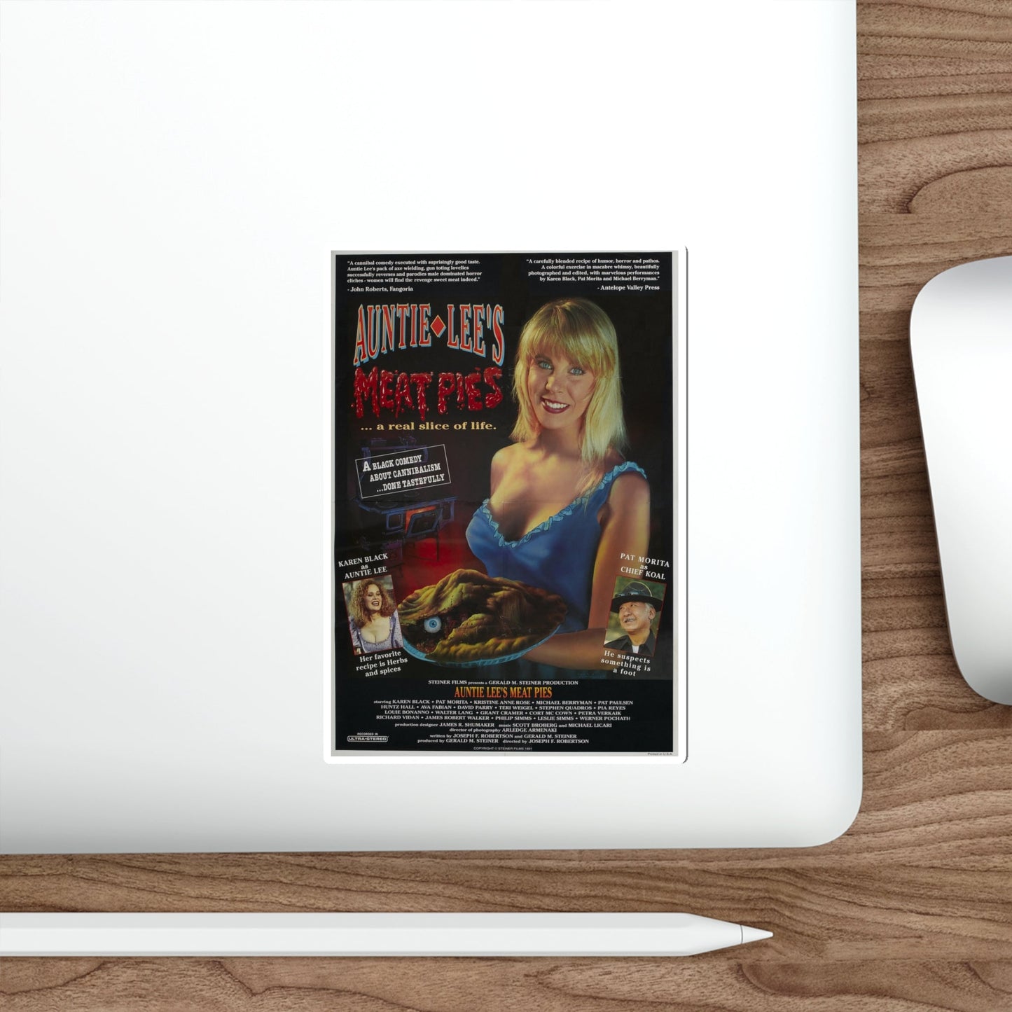 AUNTIE LEE'S MEAT PIES 1992 Movie Poster STICKER Vinyl Die-Cut Decal-The Sticker Space