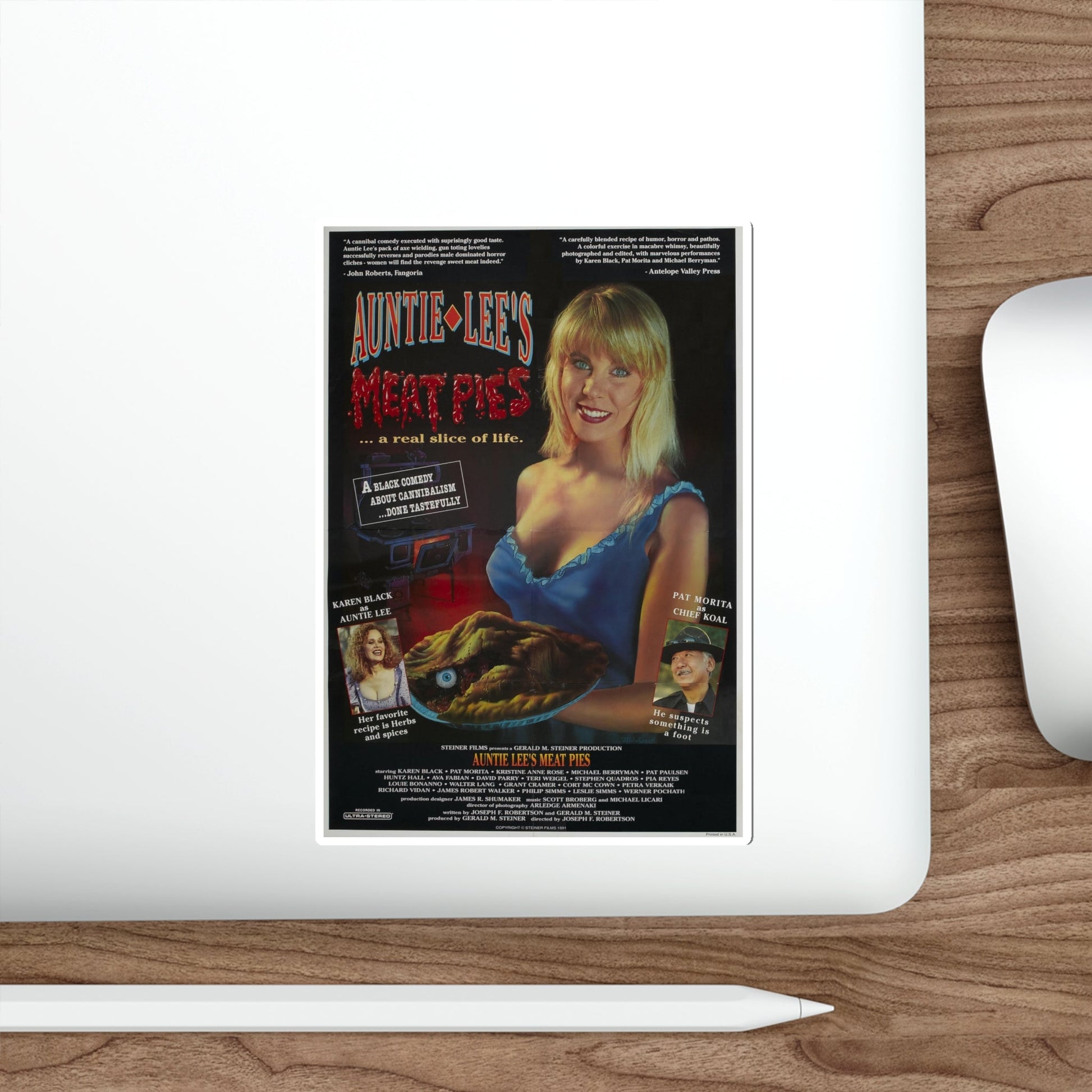 AUNTIE LEE'S MEAT PIES 1992 Movie Poster STICKER Vinyl Die-Cut Decal-The Sticker Space