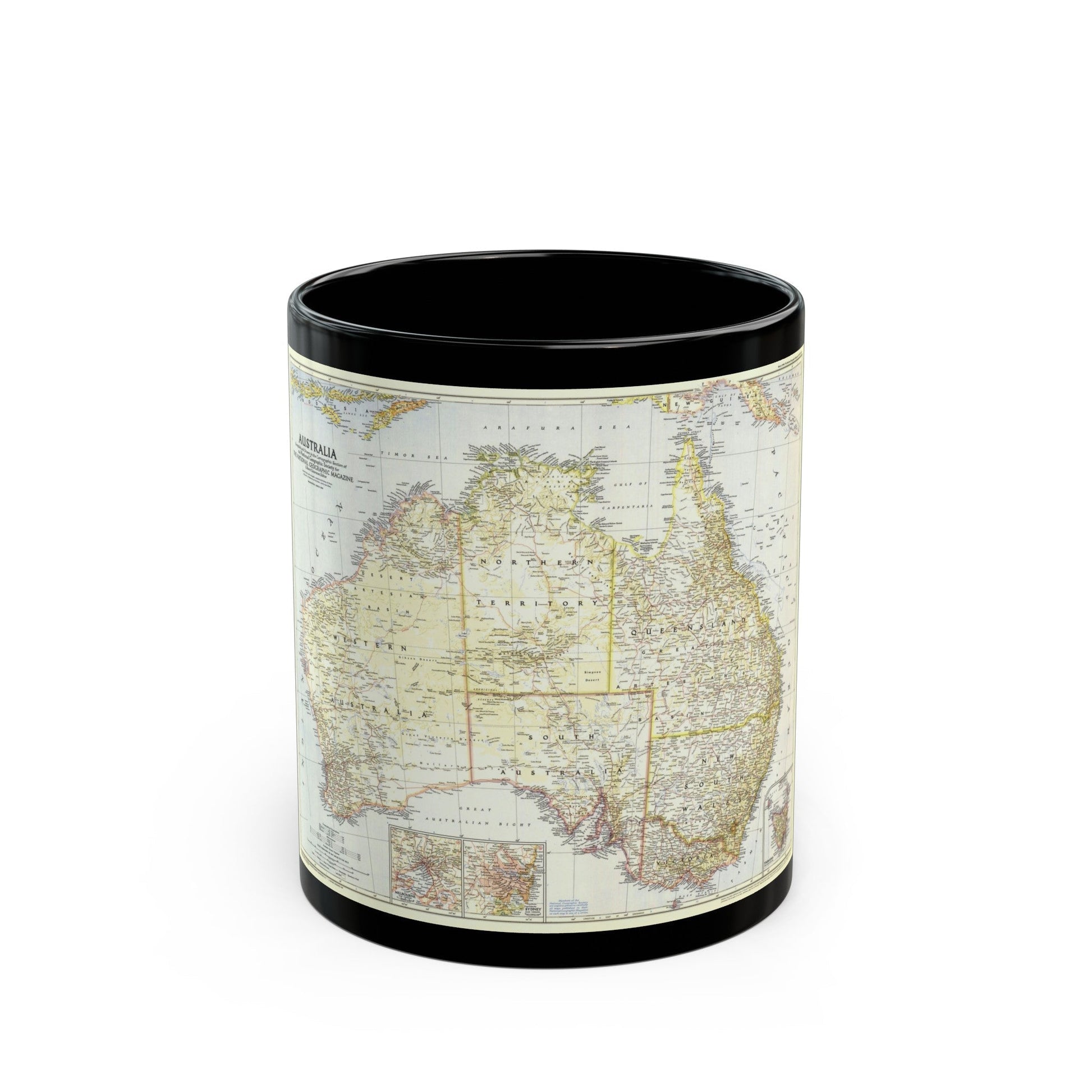 Australia (1948) (Map) Black Coffee Mug-11oz-The Sticker Space